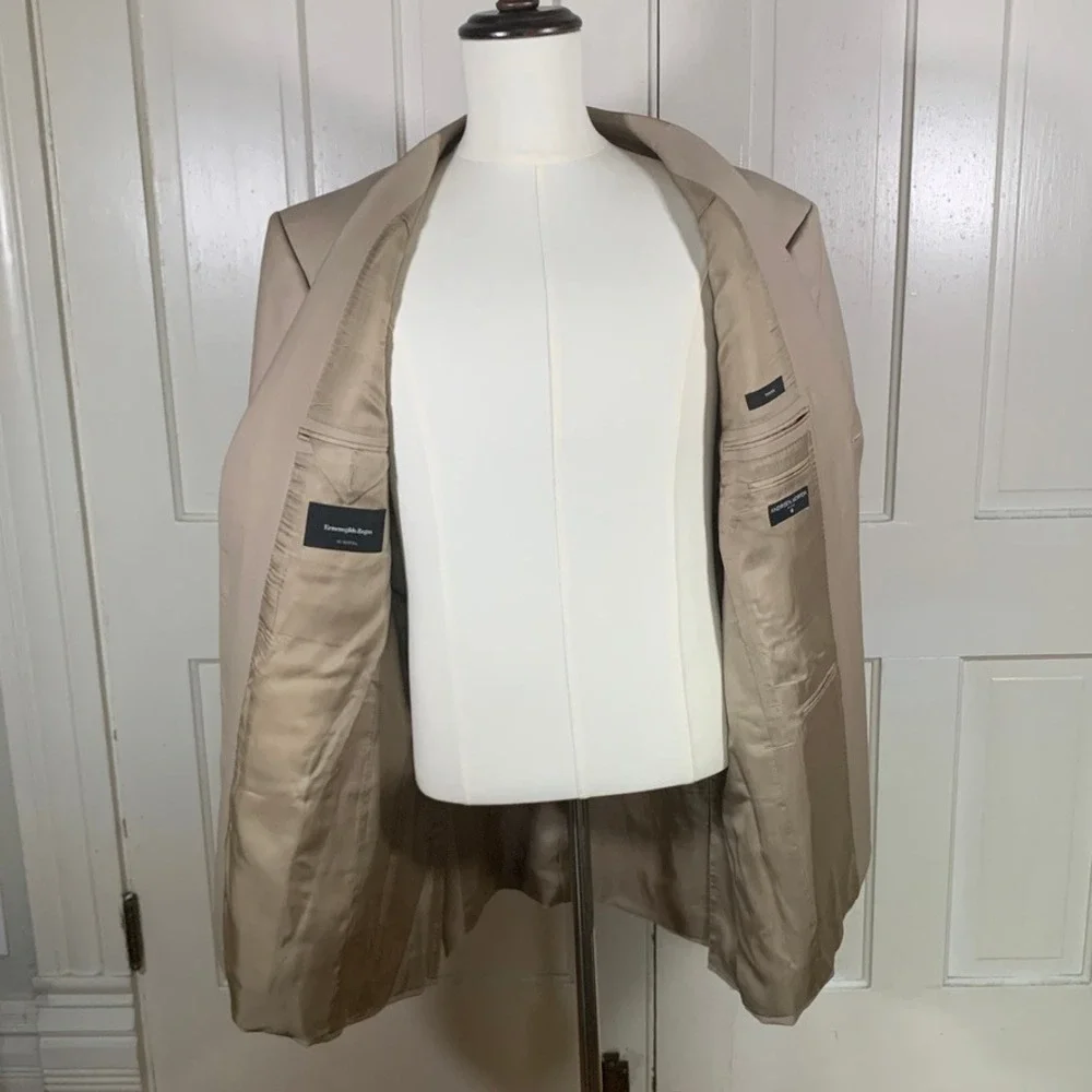 Ermenegildo Zegna Su Misura Trofeo Wool Blazer 60X Beige Tan Switzerland